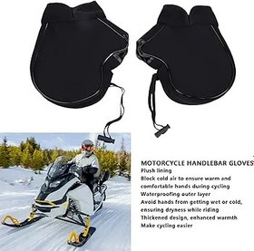 Resim Asixxsix Motosiklet Gidon Eldivenleri, Soğuk Havalar Için Rüzgar Geçirmez Su Geçirmez Termal Eldivenler, Peluş Astarlı, ATV Kar Araci Scooter E-Bisiklet Için Evrensel Uyum 