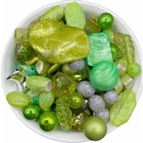 Resim Hedef Bijuteri Bileklik,kolye,anahtarlık,takı Yapımı Için Yeşil Renk Karışık Plastik Boncuk (250 Gram) 