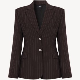 Resim PINSTRIPE ROSE BLAZER IN BROWN - XS / Çizgili 