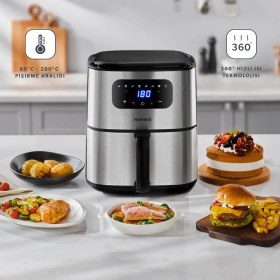 Resim Homend Airfrday 2503H 8 Farklı Program Dokunmatik Ekran 4,2 Litre Smart Airfryer (Wi-Fi ile Kontrol) 
