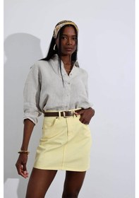 Resim Sarı Mini Denim Etek Sarı 