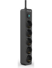 Resim Inca Ipw-44sy 5 Port Akım Korumalı Led Tuşlu Priz 1.5m - Siyah 