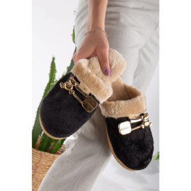 Resim Kadın Tokalı Peluş Terlik Ev Terliği-Misafir Terliği-Bohça Terliği-Çeyiz Terliği 