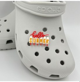 Resim Crocs Terlik Süsü Ve Aksesuarı , Çanta Süsü Jibbitz 3d Hello Summer 05 Logo Aksesuar Beyaz-hardal-kırmızı-şeffaf 