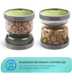 Resim Hepta Collection Hobby Life Kum Saati Tasarımlı Süzgeçli Saklama Kabı – Zeytin, Turşu, Mısır Için Akıllı Tasarım (Gri 