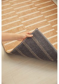 Resim Ocean Home Textile Bej Renk Çizgi Desenli Şönil Halı Kilim 120 X 180 Cm 