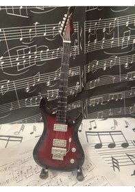 Resim Herşey Nota Elektro Gitar Koyu Kahve El Yapımı Biblo Minyatür 25 