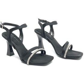 Resim Feles Çift Şerit Taş Biyeli Topuklu Kadın Abiye Ayakkabı 001 