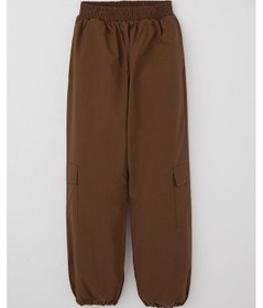 Resim Breeze Kız Çocuk Paraşüt Jogger Paça Pantolon Kargo Cep 7-12 Yaş, Koyu Kahve Koyu Kahverengi 