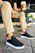 Resim CH979 Santoni GBT Spor Erkek Ayakkabı SIYAH\u002FBEYAZ 