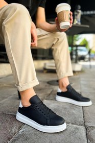 Resim CH979 Santoni GBT Spor Erkek Ayakkabı SIYAH\u002FBEYAZ 