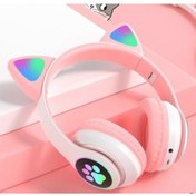 Resim Mi-ÇA HOME Sevimli Kedi Figürlü Bluetooth Kulaklık Pembe Renkli Şık Tasarım Premium Kalite Kablosuz Kulaklık 