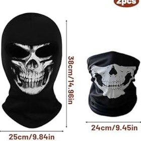 Resim 2 adet hayalet maskesi, kar maskesi, motosiklet, kar maskesi, motosiklet maskesi, kayak maskesi, kuru kafa maskesi, hayalet yüz maskesi 