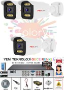 Resim PROLİFE 3 Kameralı 5 Mp Gece Renkli Gösteren 8 Warm Ledli Yüz Ve Araç Algılamalı Güvenlik Kamerası Hazır Set 