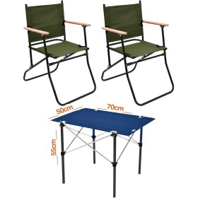 Resim 2 Adet 120 Kg Kapasiteli Katlanır Kamp Sandalyesi Ve 50x70 Kamp Masası Seti-2-as-5070-l Çok Renkli 