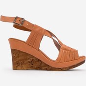 Resim Dericlub Kadın Dolgu Topuklu Sandalet Gerçek Deri Zy 5345 Taba Taba 