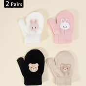 Resim 2 Çift & Bebek Kış Eldiveni - Yumuşak Esnek Ayı Pençesi & Başparmak Eldivenleri, Toksik Olmayan Çiğnemeye Uygun Kısa Kollu El Isıtıcıları (1-3 Yaş), Sevimli Ayı Yüzü & Pençe Deseni, Noel/Şükran Günü Hediyesi 