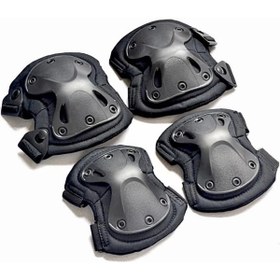 Resim Motiva Dizlik Ve Dirseklik Koruma Seti Siyah Airsoft Koruyucu Set 