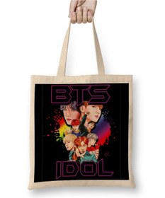 Resim Baskı Dükkanı Bts Idol Bangtan Boys Kpop Bez Çanta Uzun Saplı 