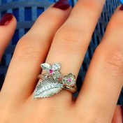 Resim OSESHOP Çiçek Figürlü Gümüş El Işi Tasarım Yüzük 