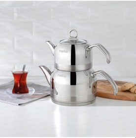 Resim Nehir Lotus Midi Çelik Çaydanlık Takımı Nehir Lotus Midi Çelik Çaydanlık Gri 