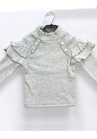 Resim Kız Çocuk Kışlık Kolları Fırfırlı Örme Kazak-14423 Gri 