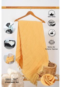 Resim Huggy 4 Katlı %100 Pamuk 100x130 Müslin Bez Müslin Örtü Müslin Yenidoğan Bebek Battaniyesi 