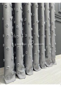 Resim Fon Perde Brillant Marka Püsküllü J813315 Pufy Carla Desen Krem 