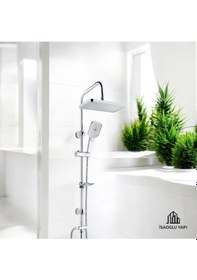 Resim İsaoğlu Yapı Banyo Duş Seti Hybrid Diktörtgen Tasarım Paslanmaz Tepe Yağmurlama Sistemi Gri 