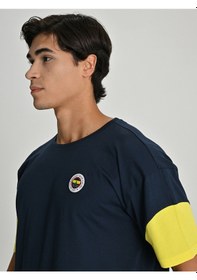 Resim Fenerbahçe S.k. 25/26 Sezon Tribün Mesh Baskılı Oversize Fit Tişört Tribün Forması Lacivert 