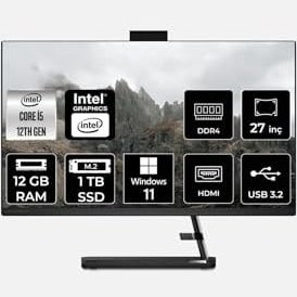 Resim LENOVO IdeaCentre 27IAP7 i5 12450H 12GB 1TB SSD 27" FHD W11P All In One Bilgisayar & Per4 Bellek 