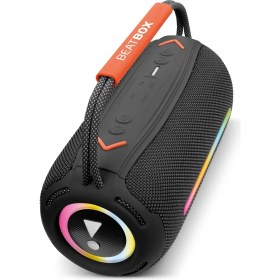 Resim Powerway Beatbox Siyah LED Işıklı Dayanıklı Ses Bombası USB Sd Aux Fm Radyo Bluetooh Hoparlör 