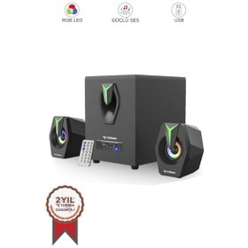 Resim Torima D38 Siyah Bluetooth Hoparlör 2in1 Subwoofer Rgb Işıklı Bilgisayar Hoparlörü Speaker 