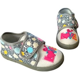 Resim Kaydırmaz Taban Kız Çocuk Anaokulu Ev Kreş Panduf Gri Gri - Pembe 