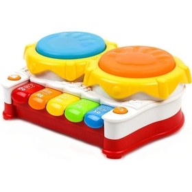 Resim Birlik Işıklı Müzikli Piyanolu Kaya Davul Türkçe Masal ve Şarkı Söyler 