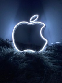 Resim Neon Led Tabela Elma Logo Duvar Dekorasyon Renkli 