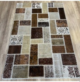 Resim Hoom Rugs Patchwork Kahve Kutulu El Dokuma Kilim Kahve 