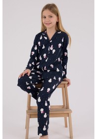 Resim Rolypoly Kız Çocuk Lacivert Gömlek Pijama Takımı 5274-48722 Lacivert 