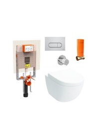 Resim VitrA Sento Rim-ex Beyaz Kanalsız Asma Klozet, Gömme Rezervuar Tam Set 800-2027 Beyaz 