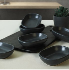 Resim Keramika Mat Koyu Gri Noyan Çerezlik 11 Cm 6 Adet 627 