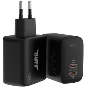 Resim Buff Bl62-2c 45w Hızlı Şarj Cihazı Siyah 