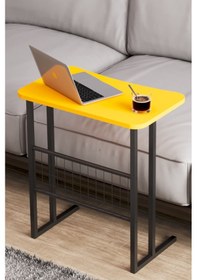 Resim Metal Ayaklı Laptop Sehpası Koltuk Sehpası Kahvaltı Masası Çalışma Sehpası - Sarı Sarı 