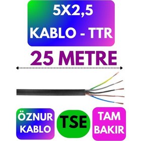 Resim Öznur 5x2,5 Ttr Kablo Siyah Metre Seçenekli - 25 Metre 