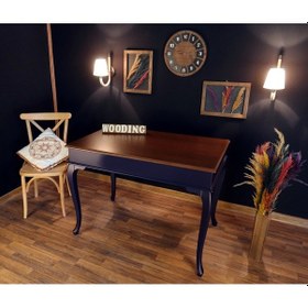Resim Wooding-Mobilya Wooding 100 Cm Masif Lacivert Ceviz Yemek Masası 