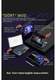 Resim Apple Uyumlu iPad Air 10.9 İnç 5. Nesil Bluetoothlu Transparan Detaylı 360 Dönebilen Klavyeli Tablet Kılıfı Klavyeli Kılıf 