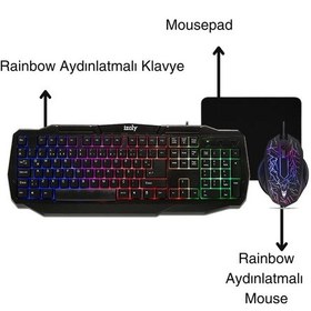 Resim İzoly Spectre 4 in 1 Kulaklık + Mousepad + Klavye + Mouse Seti 