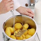 Resim 1 adet Paslanmaz Çelik Dalga Patates Ezici - Mutfak Sebze ve Meyve Püre için İdeal, Mutfak Gereksinimleri | Modern Mutfak Aracı | Dayanıklı Mutfak Eşyası 