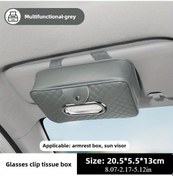 Resim Dashanshop Gri Pu Deri Araç Mendillik Tutucu Gözlük Klipsli Multifonksiyonel 