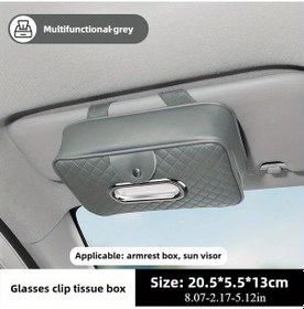 Resim Dashanshop Gri Pu Deri Araç Mendillik Tutucu Gözlük Klipsli Multifonksiyonel 