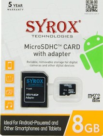 Resim Syrox 8 GB MicroSDHC Hafıza Kartı + Adaptör 